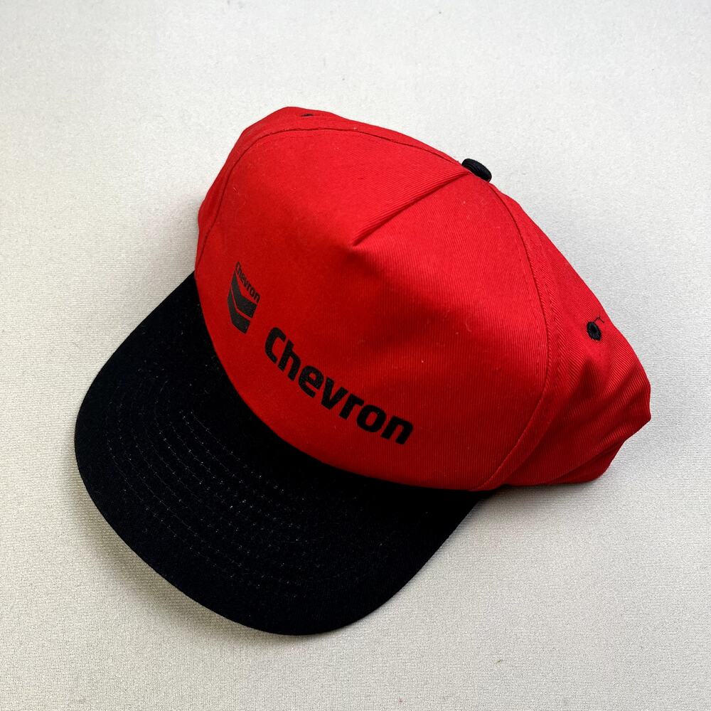 Vintage Chevron Hat Cap Snapback Red Oil Gas Car Automobile Employee Logo 90s